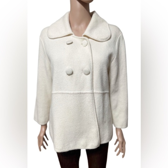 Isaac Mizrahi for Target Womens Cardigan L XL Knit Cropped Ivory Short - Picture 2 of 7